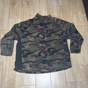 Starter Fleece Jacket Men Size 5XL Green Camouflage Quarter Zip Retro